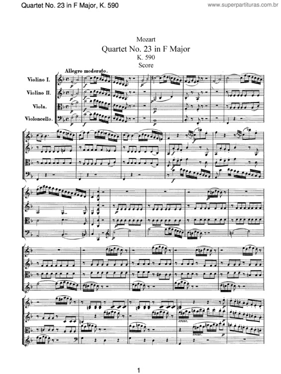 Partitura da música String Quartet No. 23
