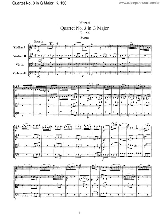 Partitura da música String Quartet No. 3