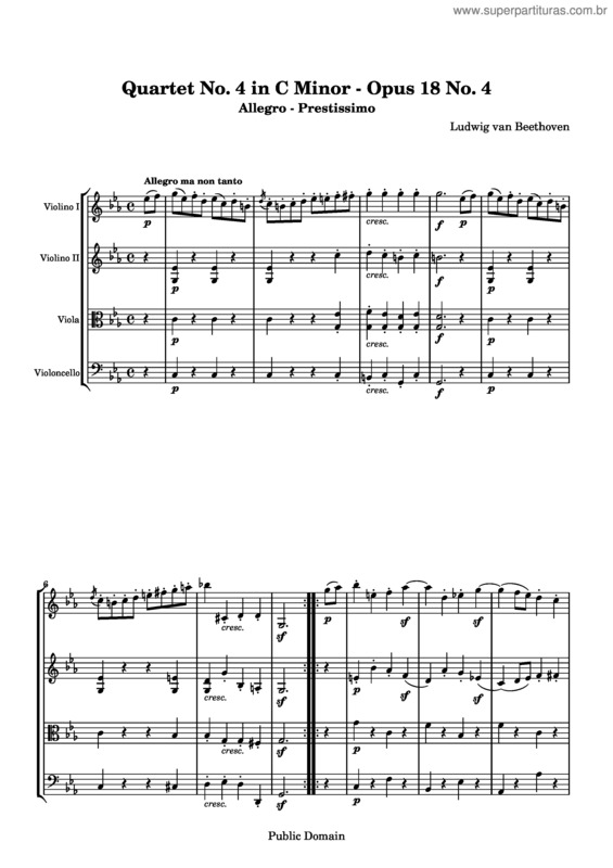 Partitura da música String Quartet No. 4 v.2