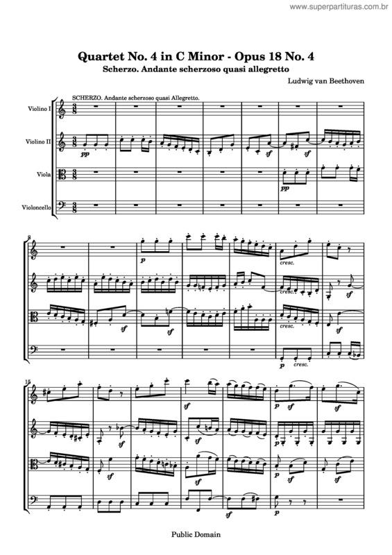 Partitura da música String Quartet No. 4
