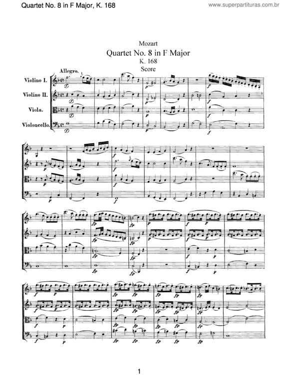 Partitura da música String Quartet No. 8