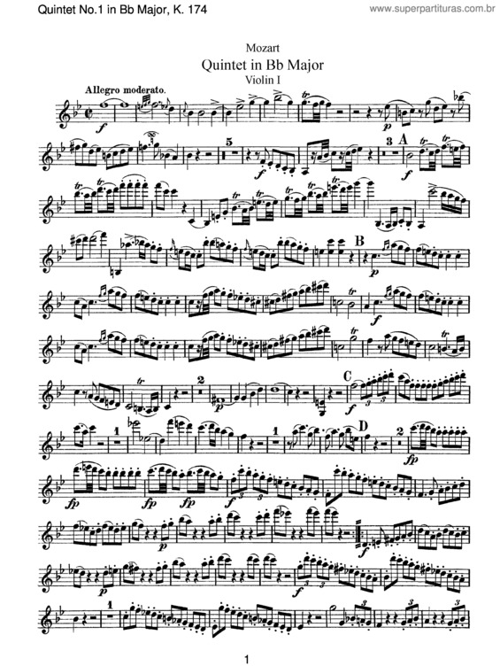 Partitura da música String Quintet No. 1 v.2