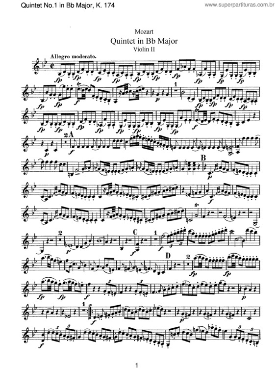 Partitura da música String Quintet No. 1 v.3