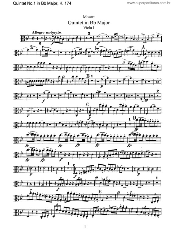 Partitura da música String Quintet No. 1 v.5