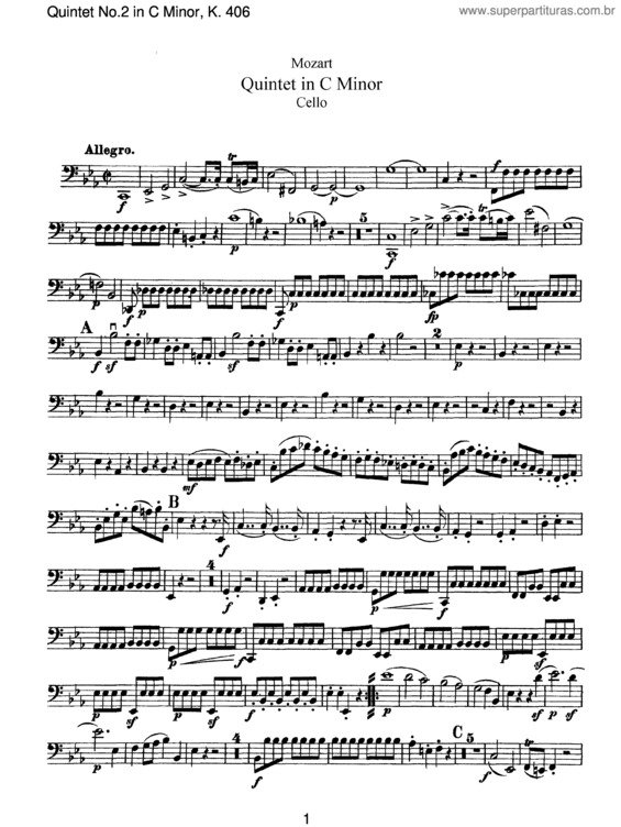 Partitura da música String Quintet No. 2 v.6