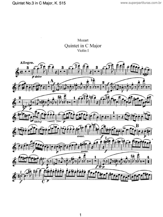 Partitura da música String Quintet No. 3 v.2