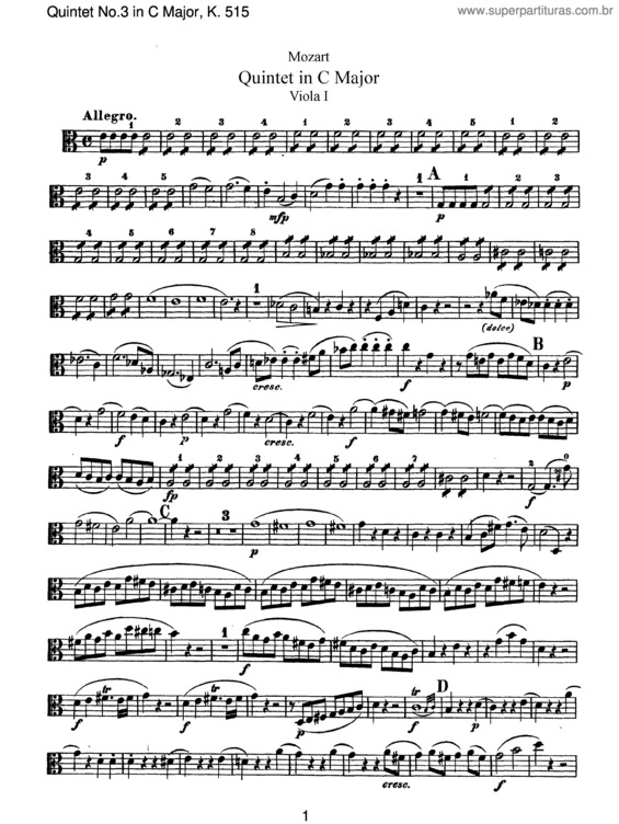 Partitura da música String Quintet No. 3 v.4