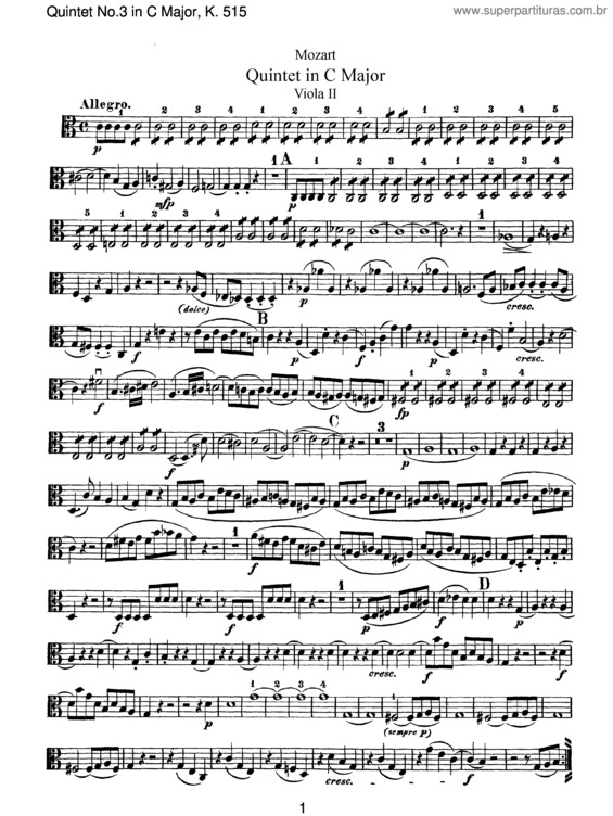 Partitura da música String Quintet No. 3 v.5