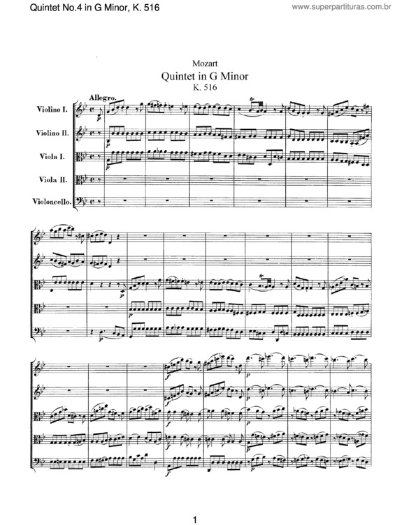 Partitura da música String Quintet No. 4