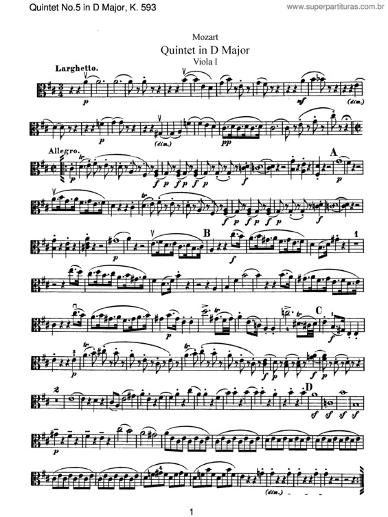 Partitura da música String Quintet No. 5 v.4