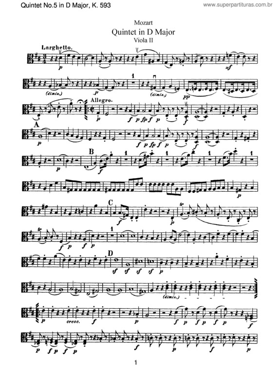 Partitura da música String Quintet No. 5 v.5