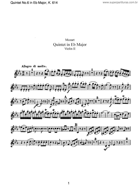 Partitura da música String Quintet No. 6 v.2