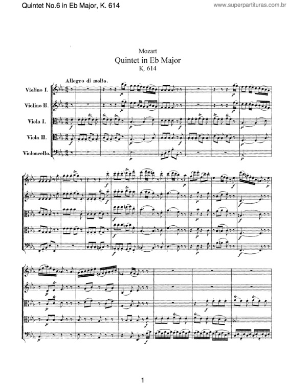 Partitura da música String Quintet No. 6 v.3