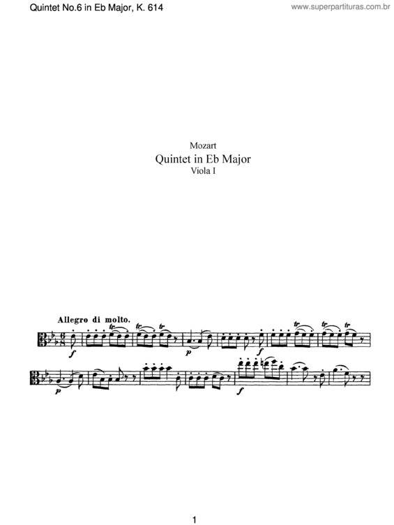 Partitura da música String Quintet No. 6 v.4