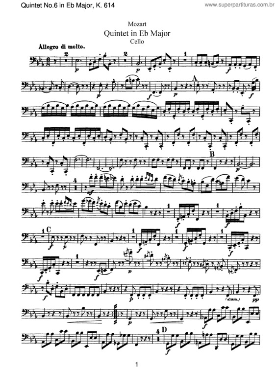 Partitura da música String Quintet No. 6 v.6