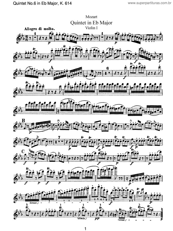 Partitura da música String Quintet No. 6