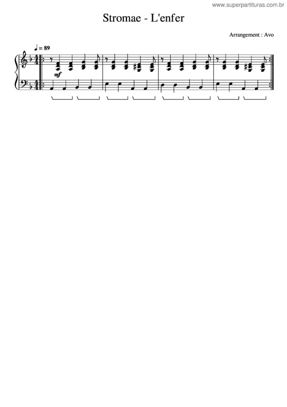 Partitura da música Stromae – L`Enfer