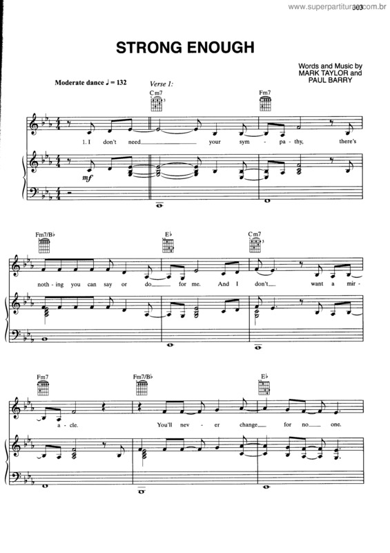 Partitura da música Strong Enough v.2