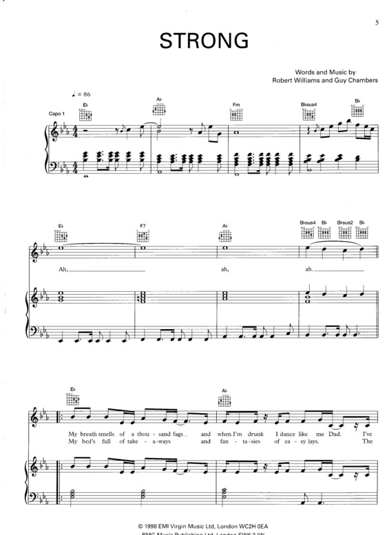 Partitura da música Strong