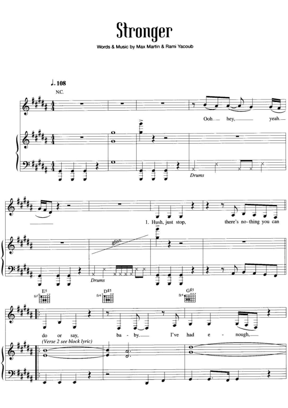 Partitura da música Stronger v.3