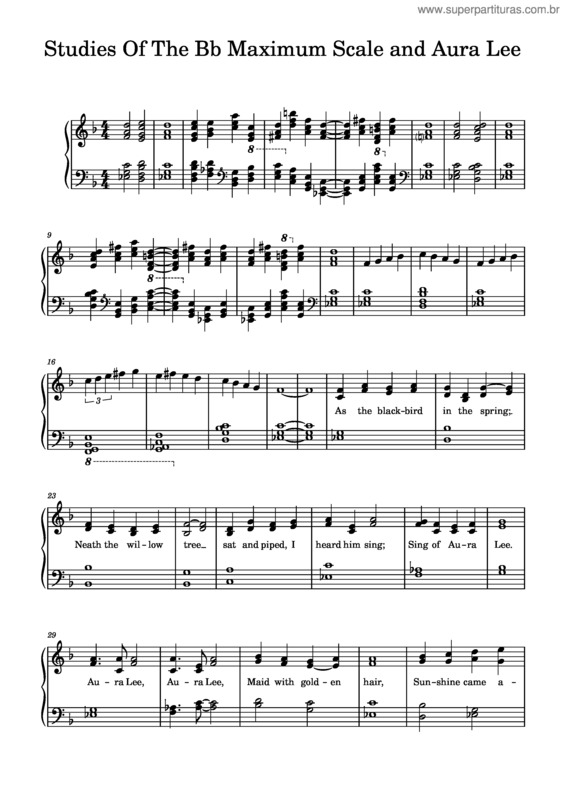 Partitura da música Studies Of The Bb Maximum Scale And Aura Lee