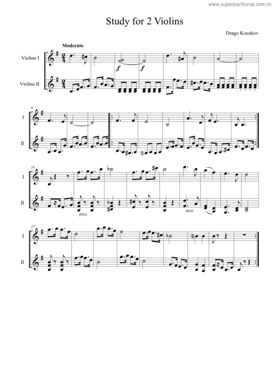 Partitura da música Study for 2 Violins