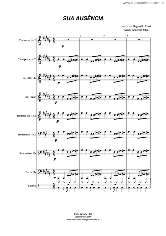 Partitura da música Sua Ausência