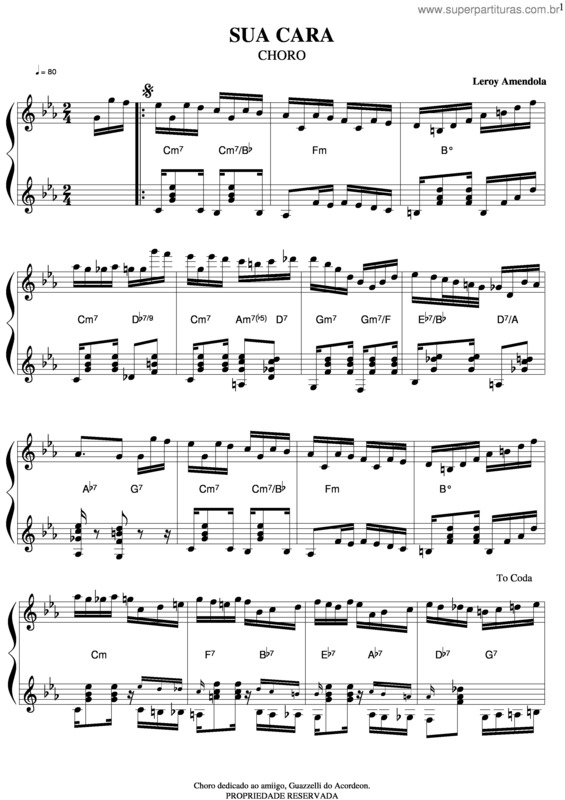 Partitura da música Sua Cara