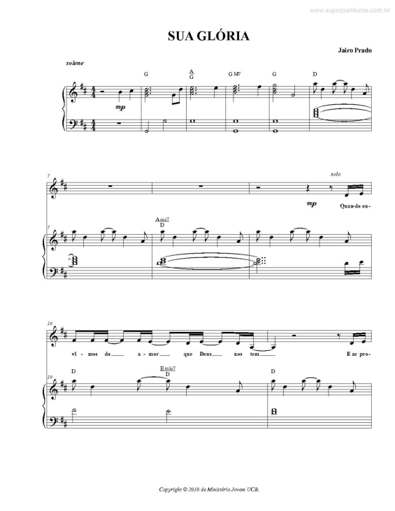 Partitura da música Sua Glória