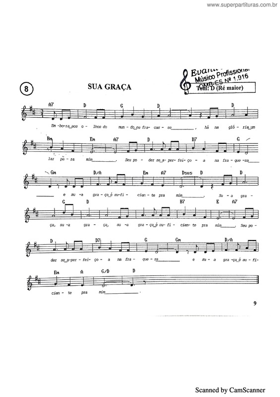 Partitura da música Sua Graça v.2