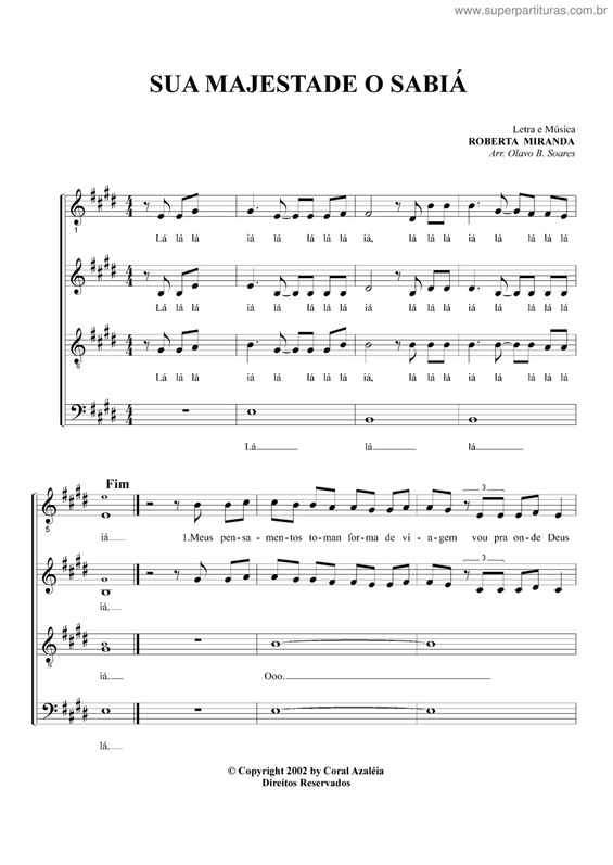 Partitura da música Sua Majestade O Sabiá