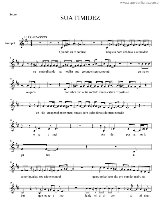 Partitura da música Sua Timidez