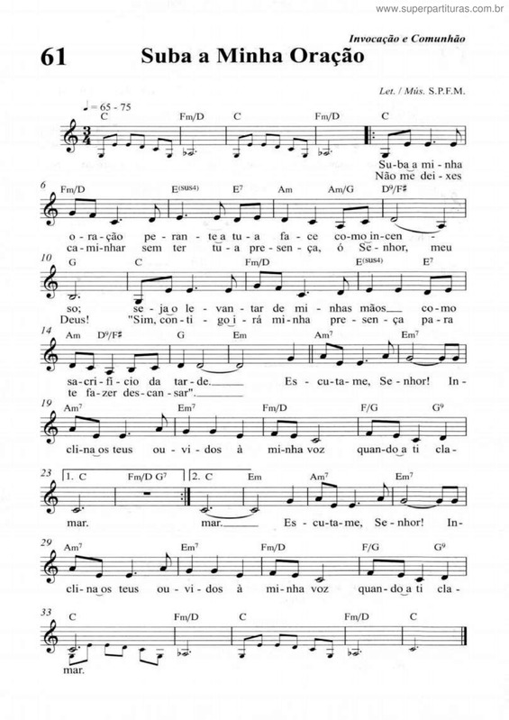 Partitura da música Suba A Minha Oração