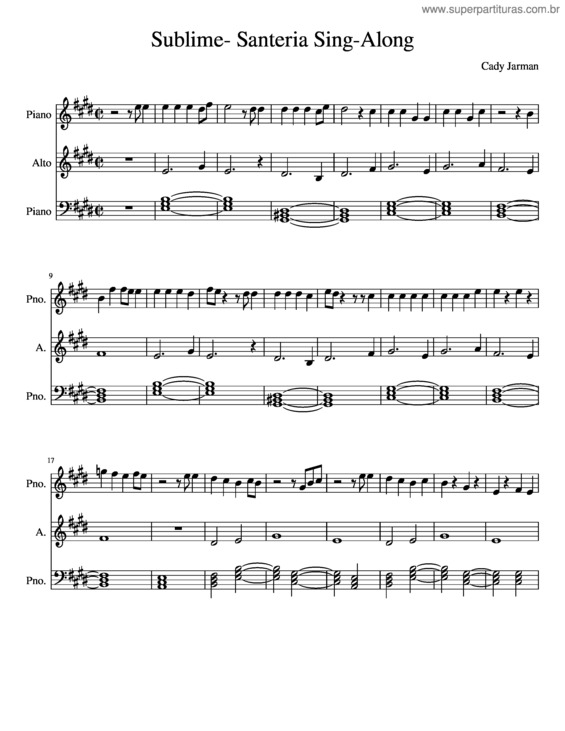 Partitura da música Sublime– Santeria Sing Along
