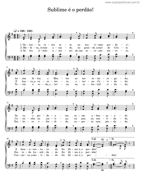 Partitura da música Sublime É O Perdão!