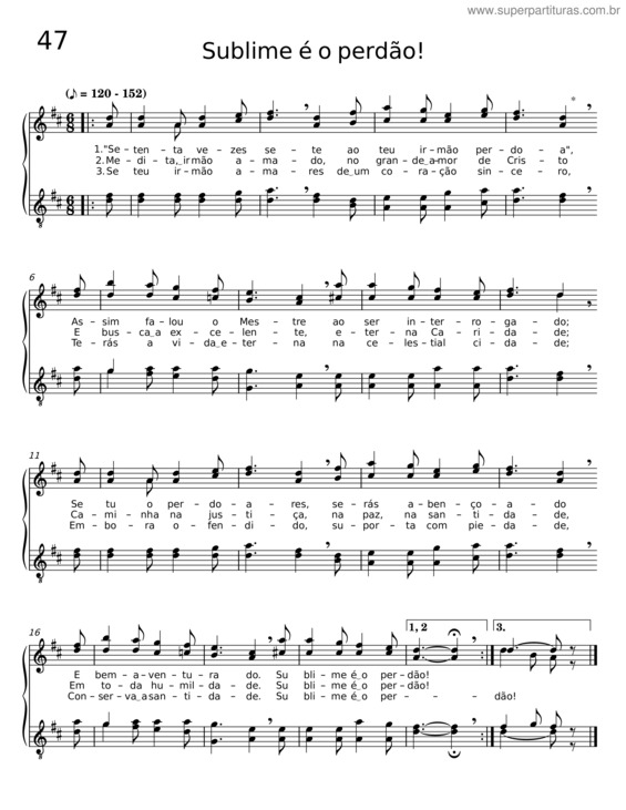 Partitura da música Sublime É O Perdão v.2
