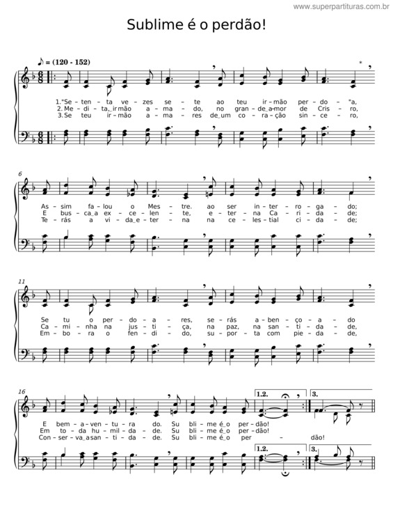 Partitura da música Sublime É O Perdão