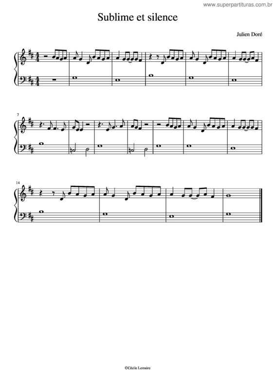 Partitura da música Sublime Et Silence Easy Piano