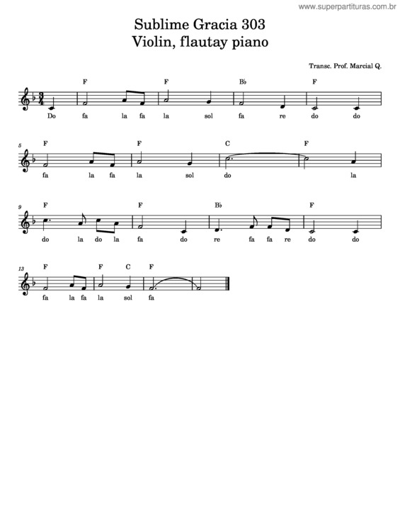 Partitura da música Sublime Gracia – Misc Praise Songs