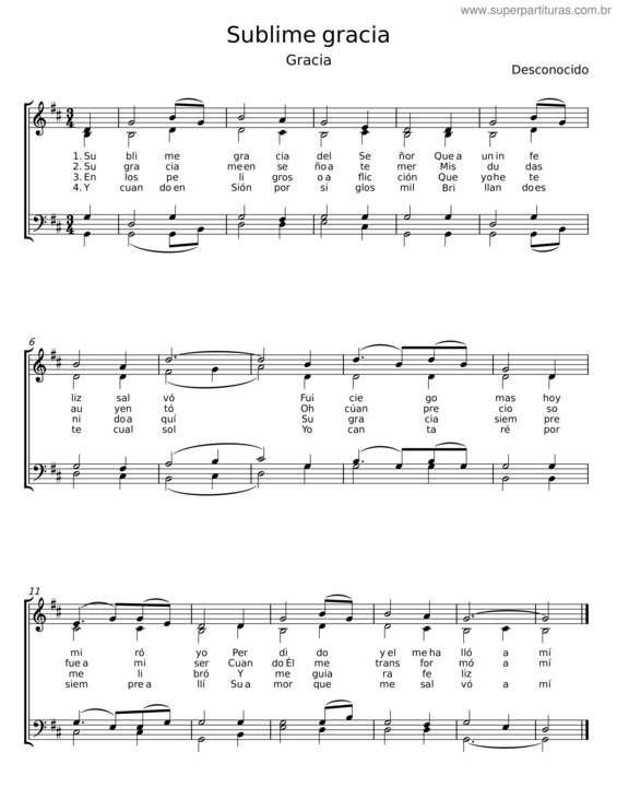 Partitura da música Sublime Gracia v.2