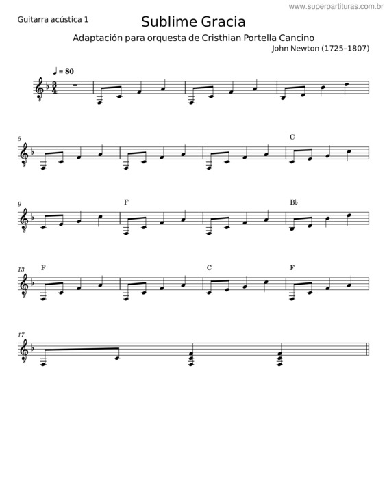 Partitura da música Sublime Gracia