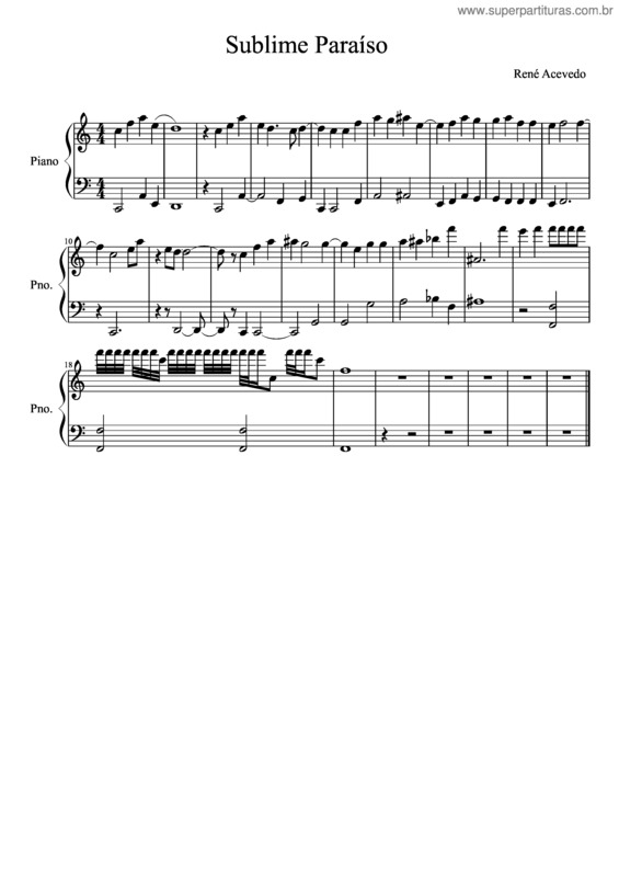 Partitura da música Sublime Paraíso