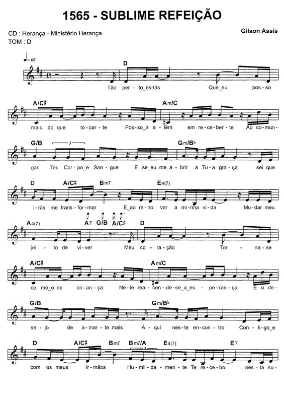 Partitura da música Sublime Refeição