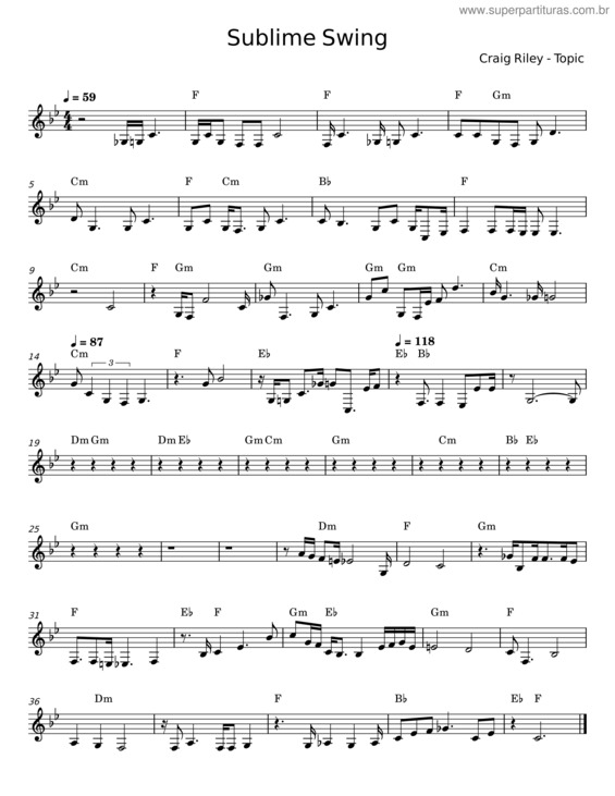 Partitura da música Sublime Swing