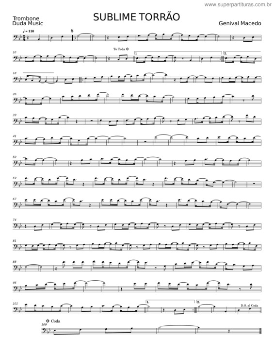 Partitura da música Sublime Torrão – Genival Macedo