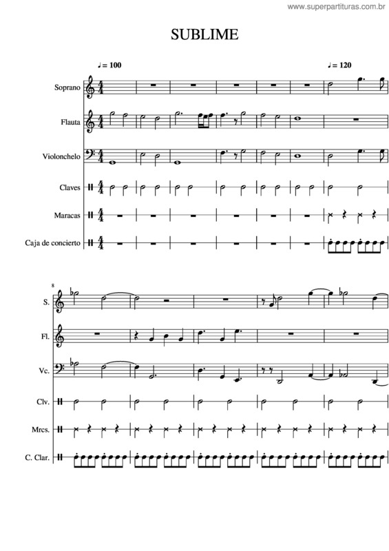 Partitura da música Sublime v.3