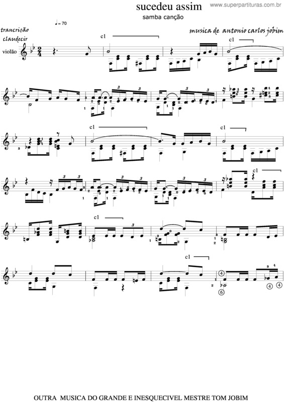 Partitura da música Sucedeu Assim