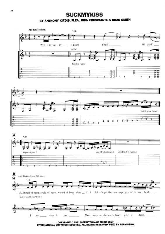 Partitura da música Suck My Kiss v.2