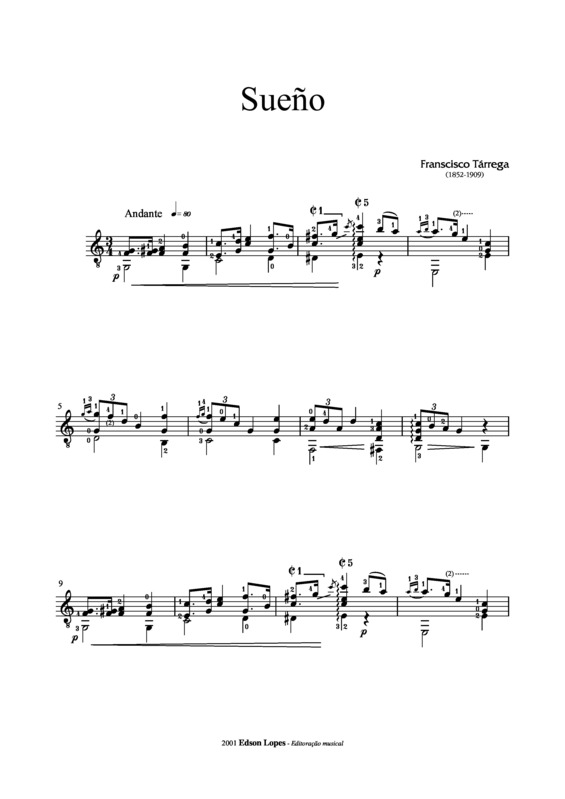 Partitura da música Sueño