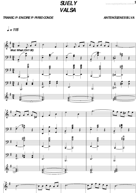 Partitura da música Suely